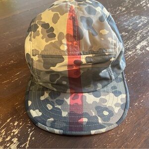 Burberry Mens Camo Hat  with Red Accent